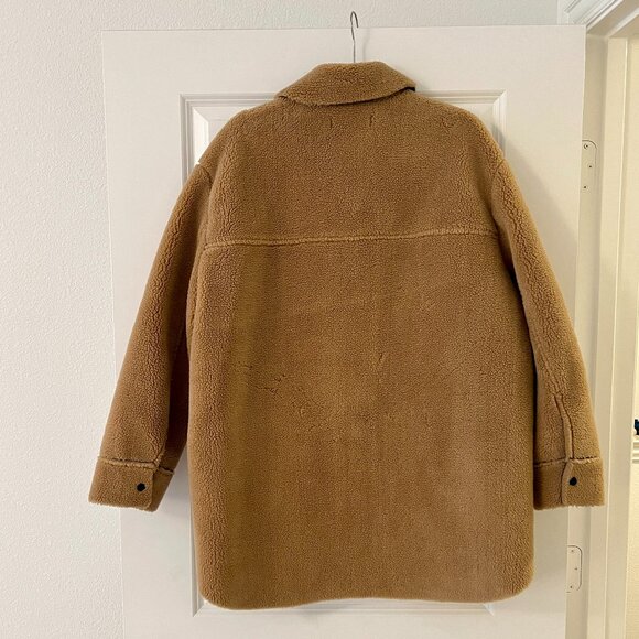 Zara Shearling Tan Brown Neautral Overshirt Shirt Jacket Shacket - Picture 3 of 4